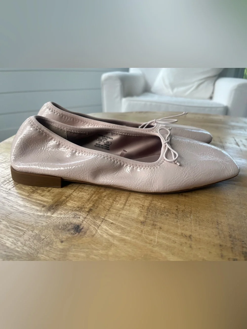 Zara Pink Patent Ballet Flat Shoes Sz 6.5